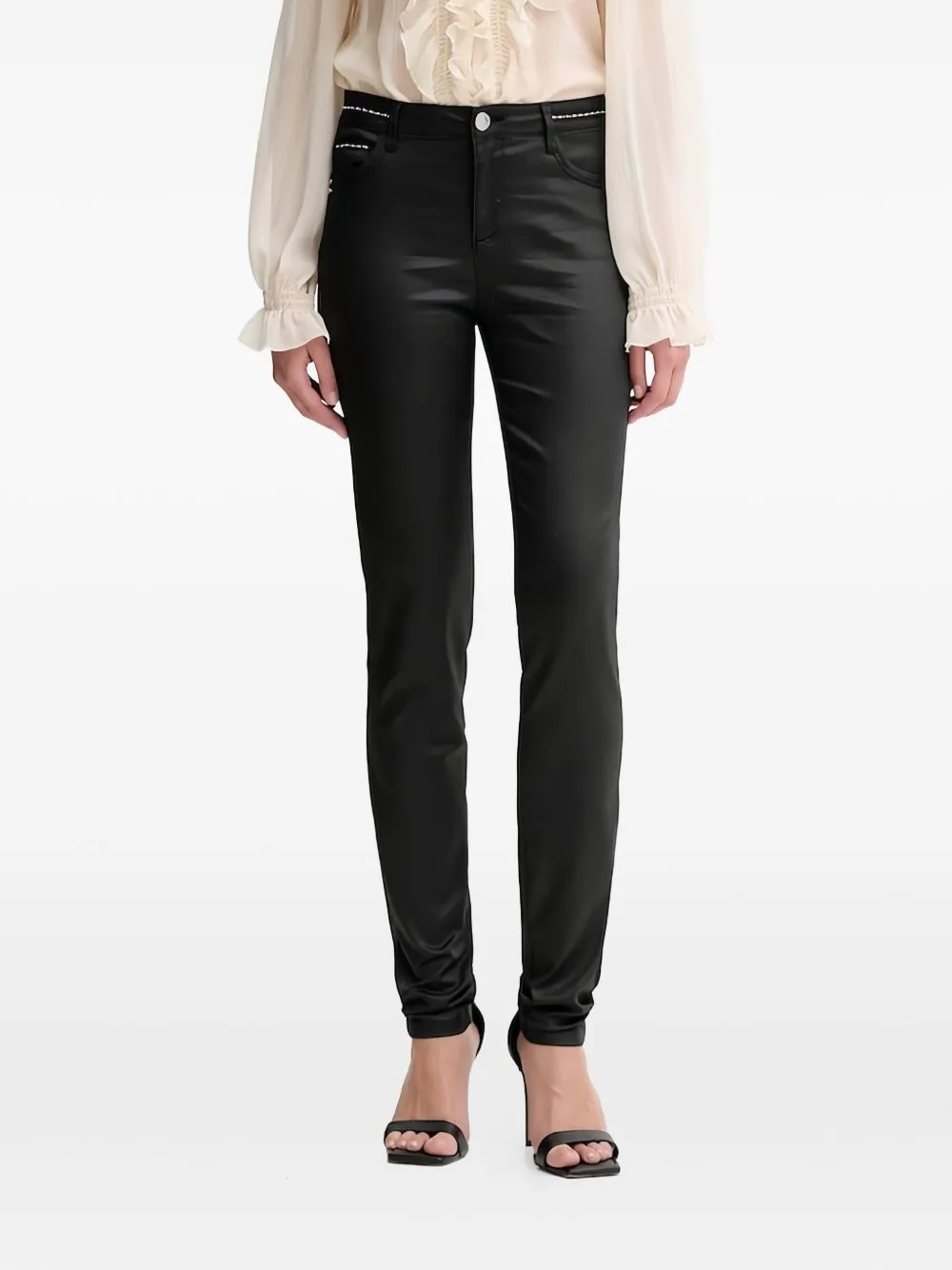 Fitted High Waist Studded Trousers by Morgan