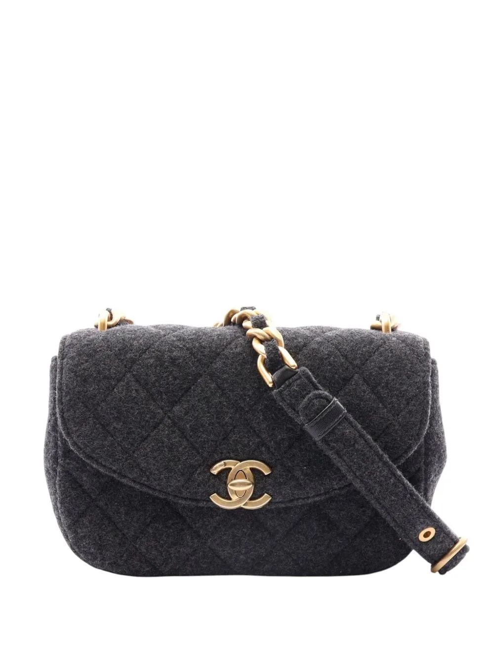 2021-2026 Small CC Quilted Felt Flap Crossbody Bag by CHANEL Pre-Owned