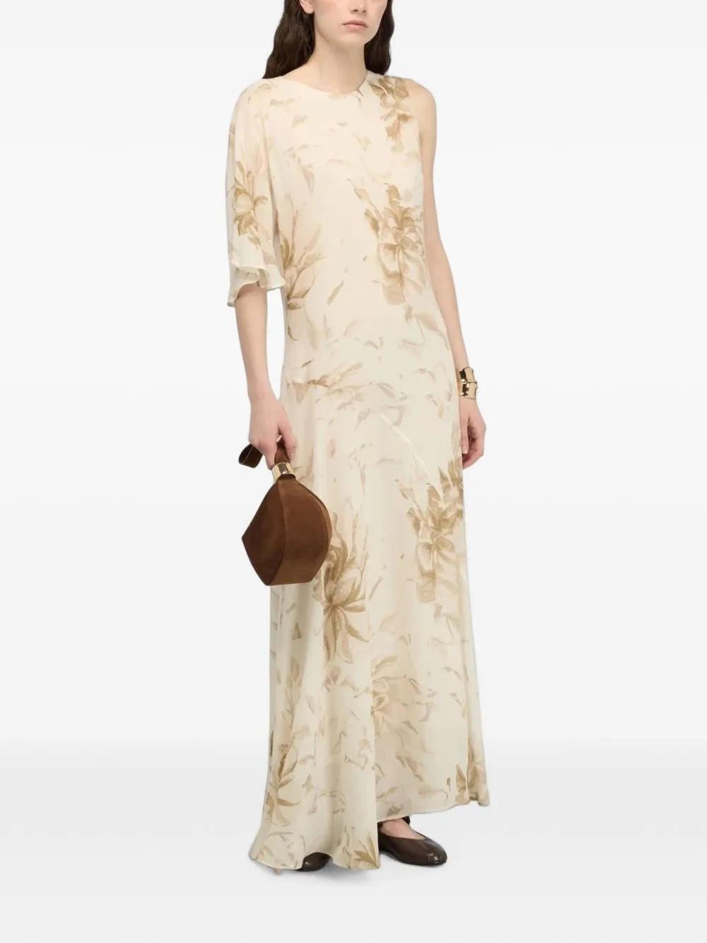 Serena Floral-Print One-Shoulder Maxi Dress by Semicouture
