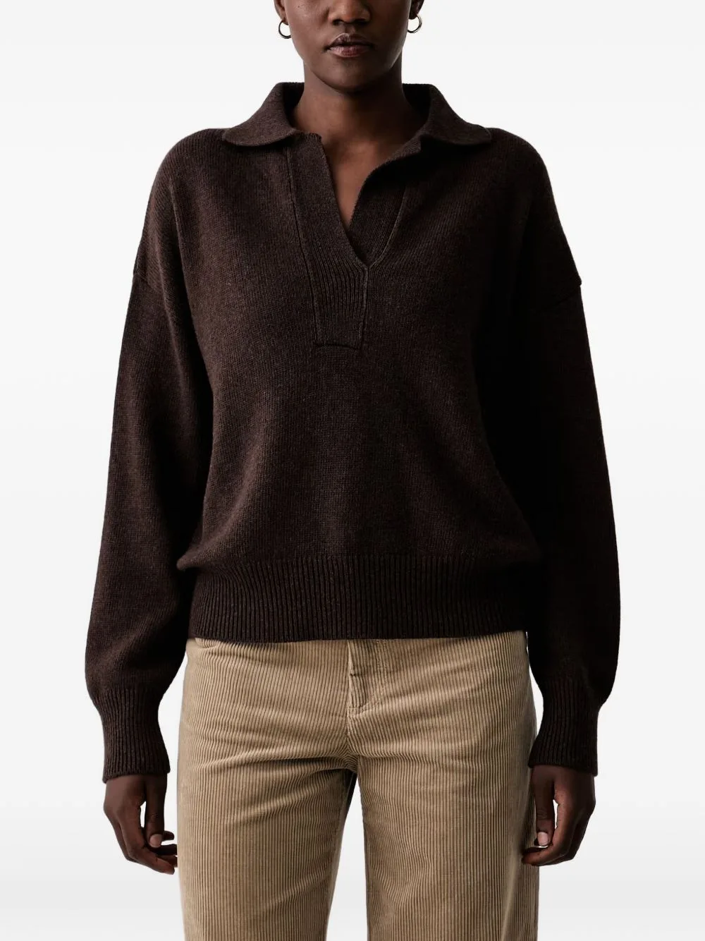 Polo-Collar Knitted Sweater by VICOLO