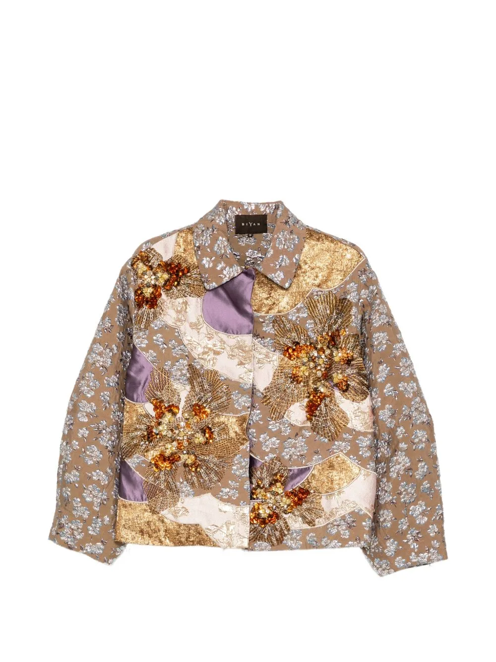 Floral-Jacquard Bead-Embellished Jacket by Biyan
