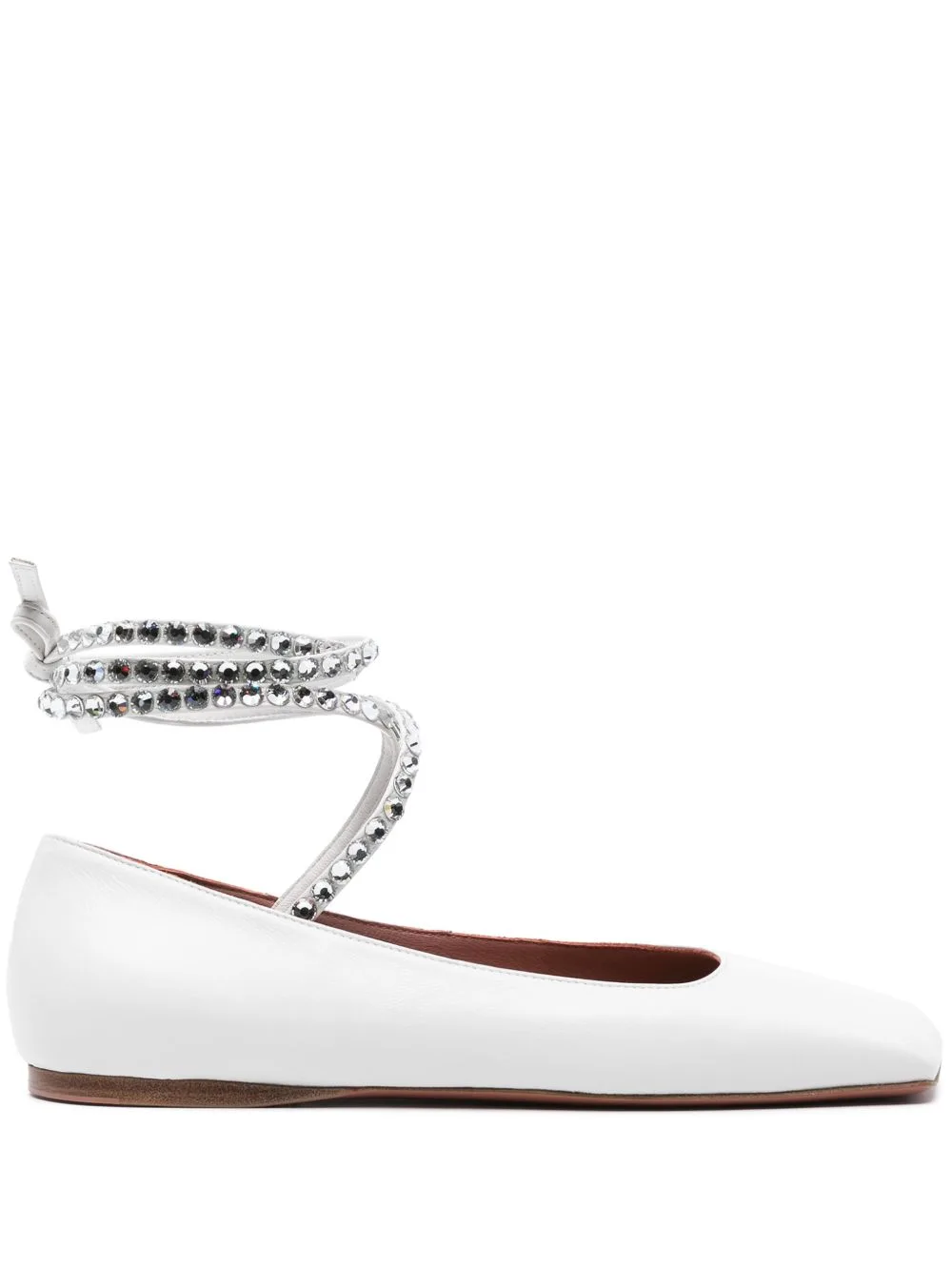 Anne Lace-Up Leather Ballerinas by Amina Muaddi