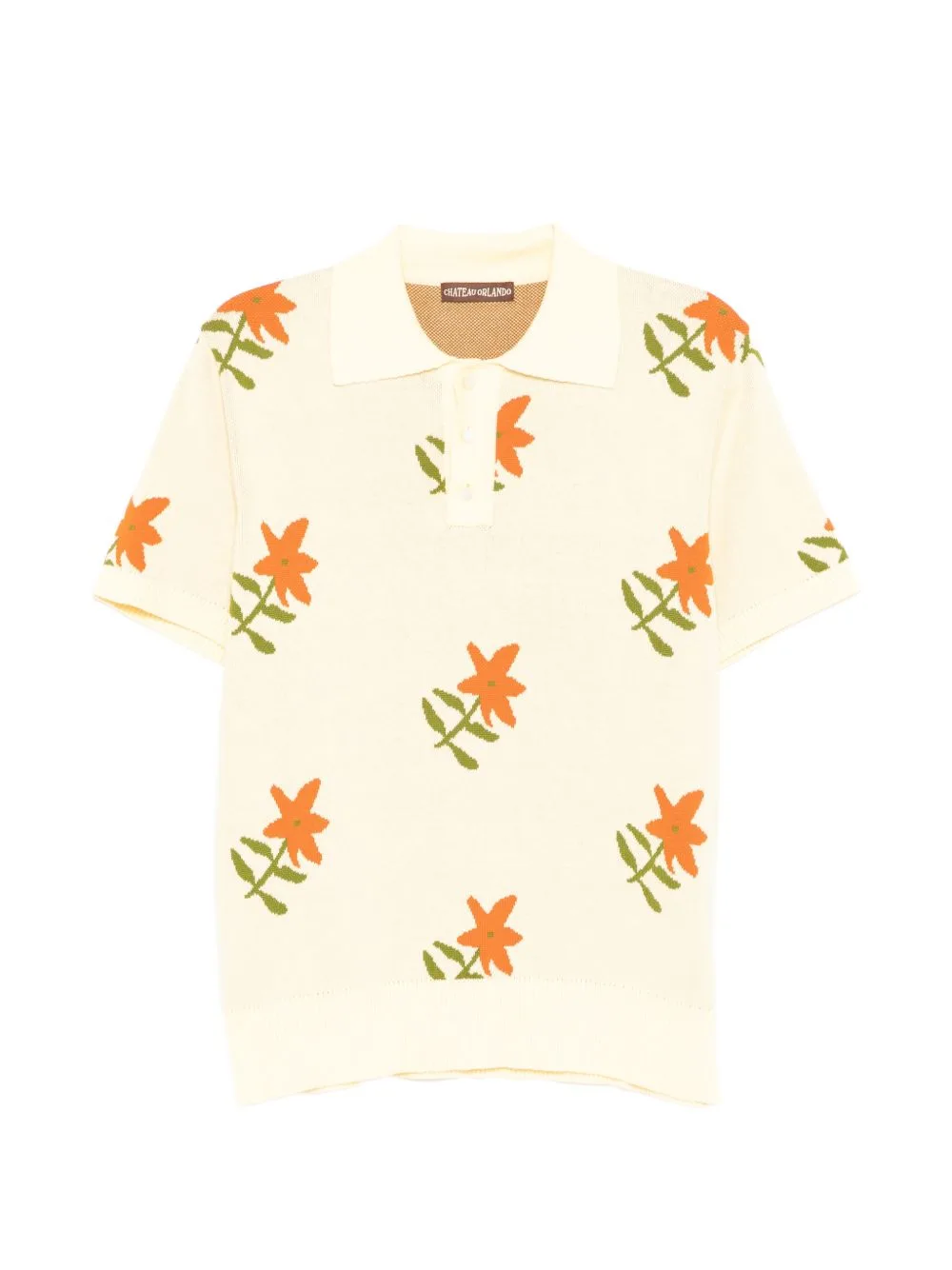 Floral Short-Sleeve Polo Shirt by CHATEAU ORLANDO