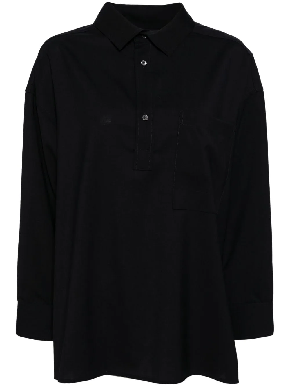 Button-Up Wool Polo Top by DARKPARK