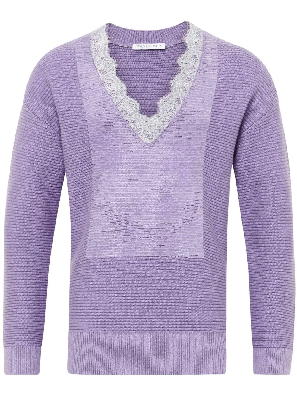 V-Neck Lace-Trim Sweater by JW Anderson