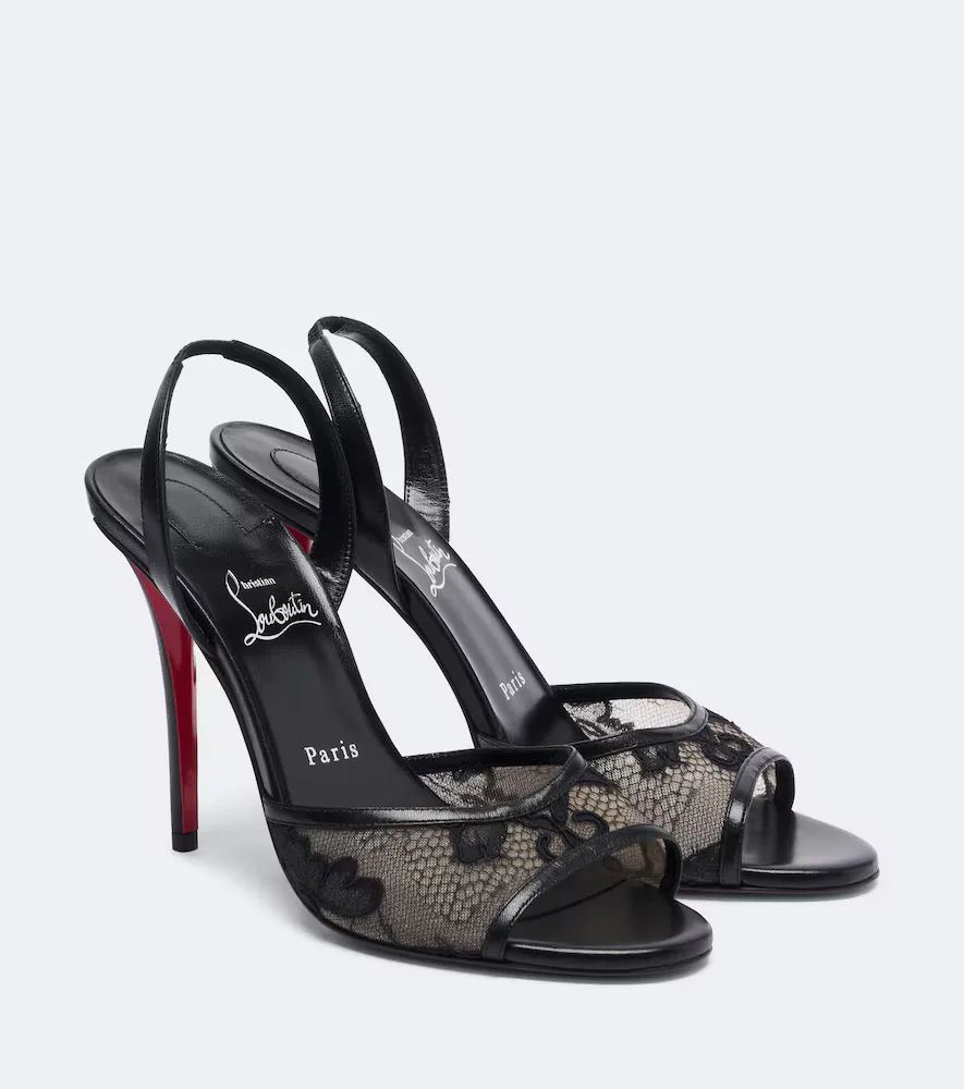 Sandales Slingback Miss Z En Cuir Et Dentelle by Christian Louboutin
