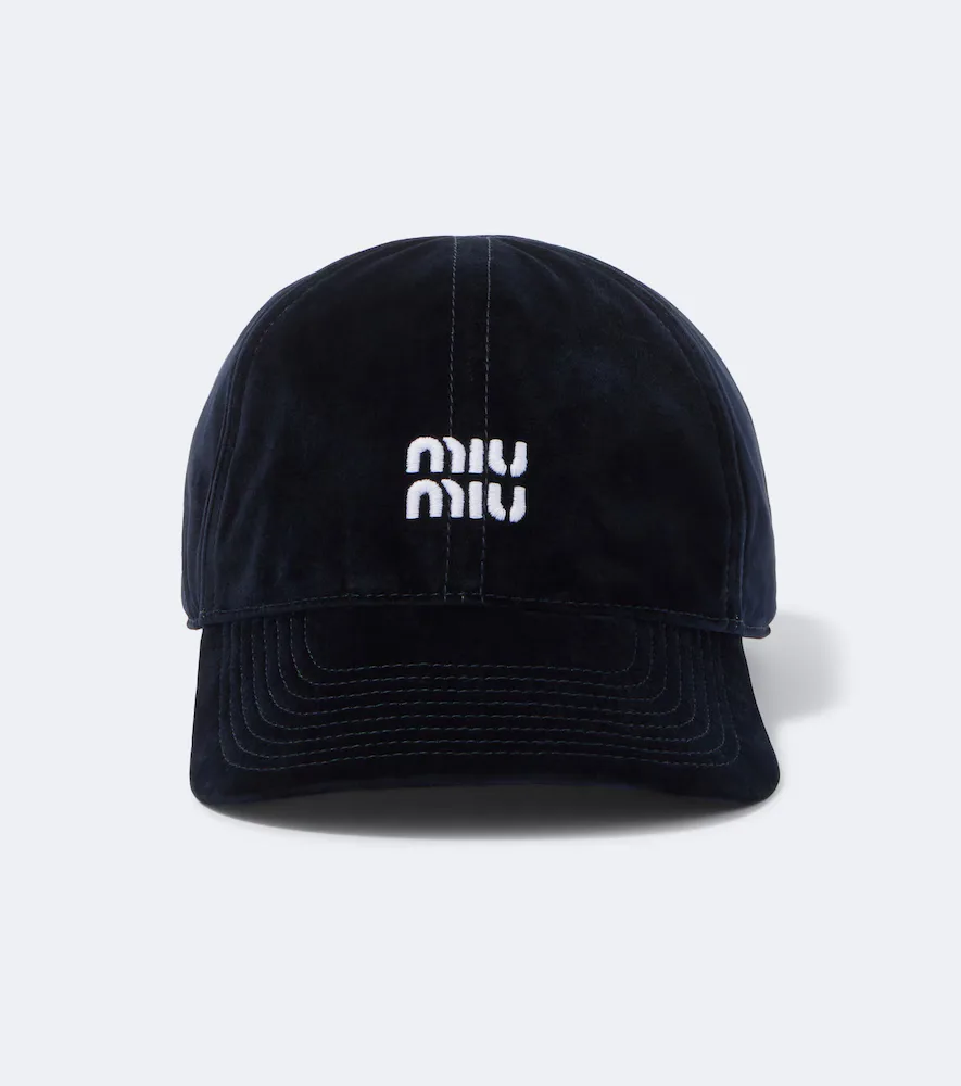 Logo Velvet Baseball Cap by Miu Miu