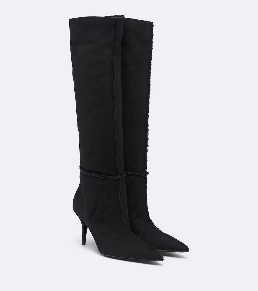 Shearling-Lined Suede Knee-High Boots by Magda Butrym