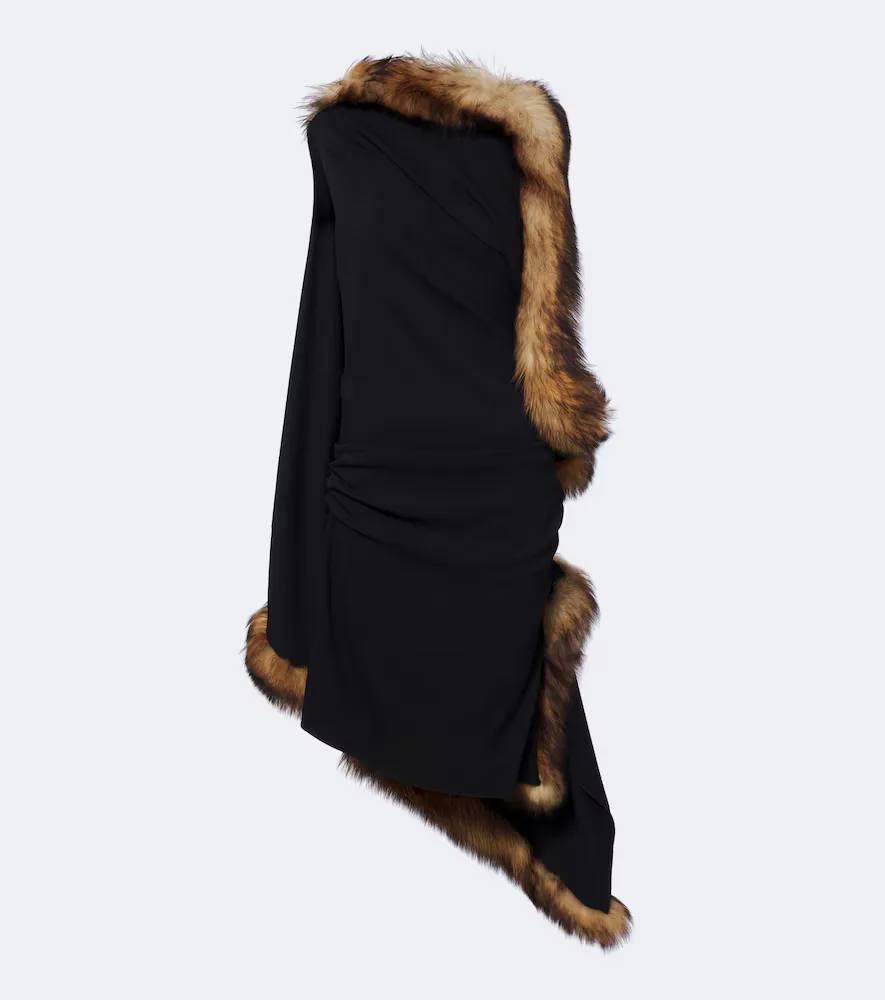 Shearling-Trimmed Midi Dress by LOEWE