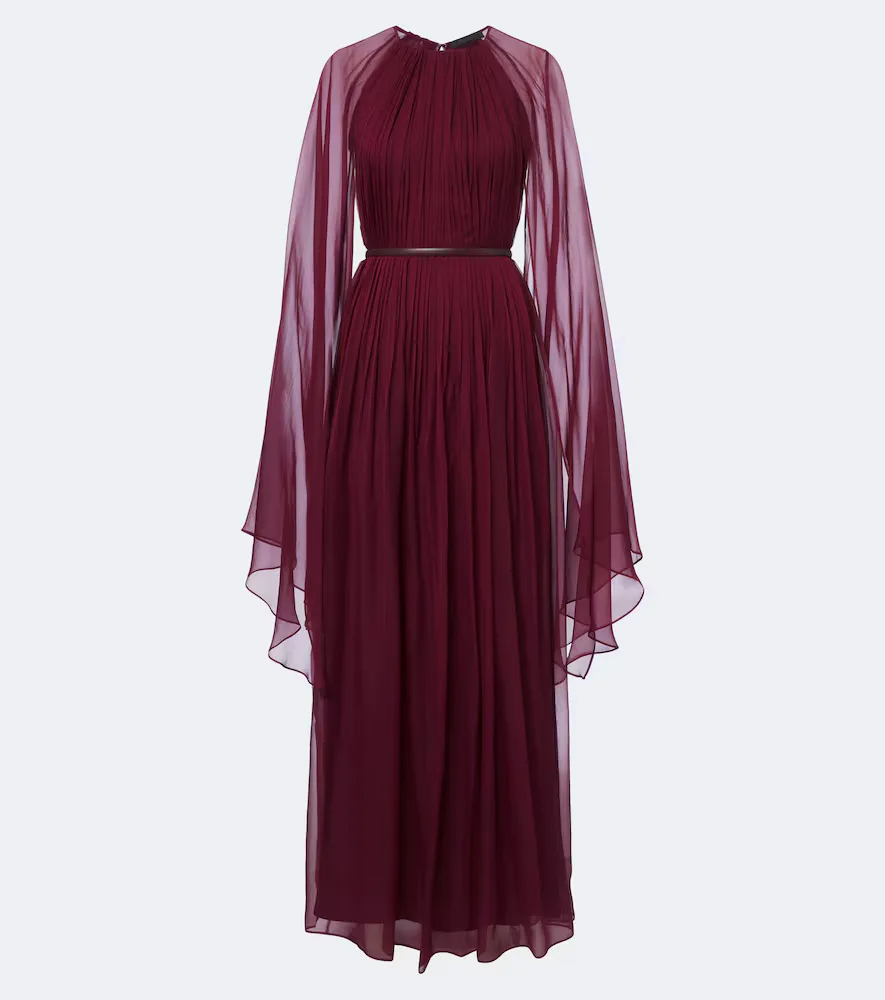 Elegante Belted Silk Chiffon Gown by Max Mara
