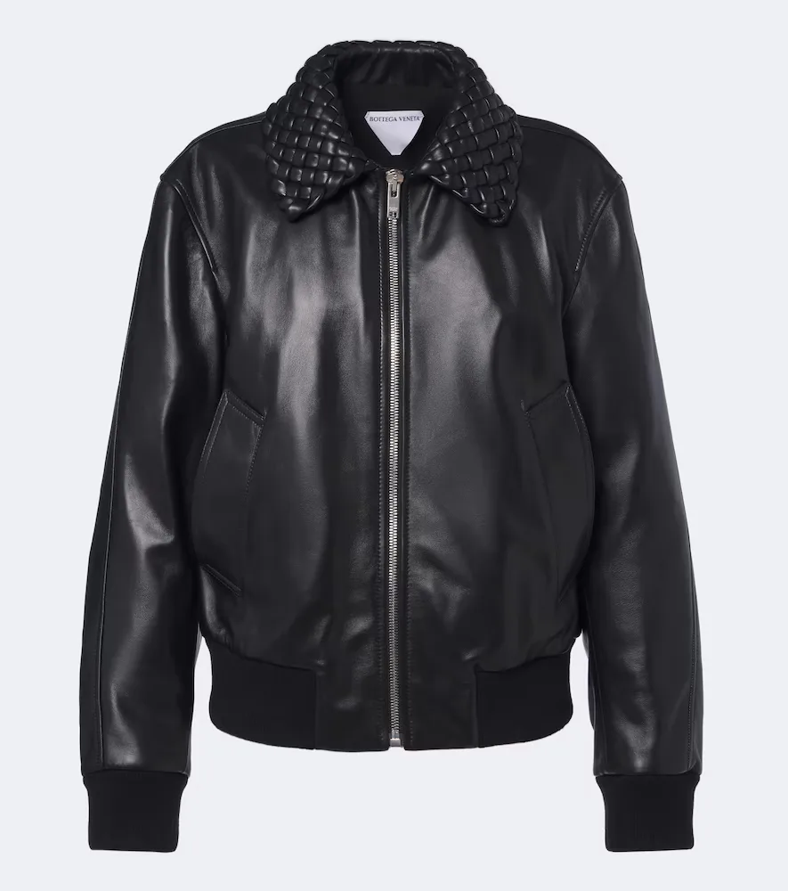 Intrecciato Leather Blouson Jacket by Bottega Veneta