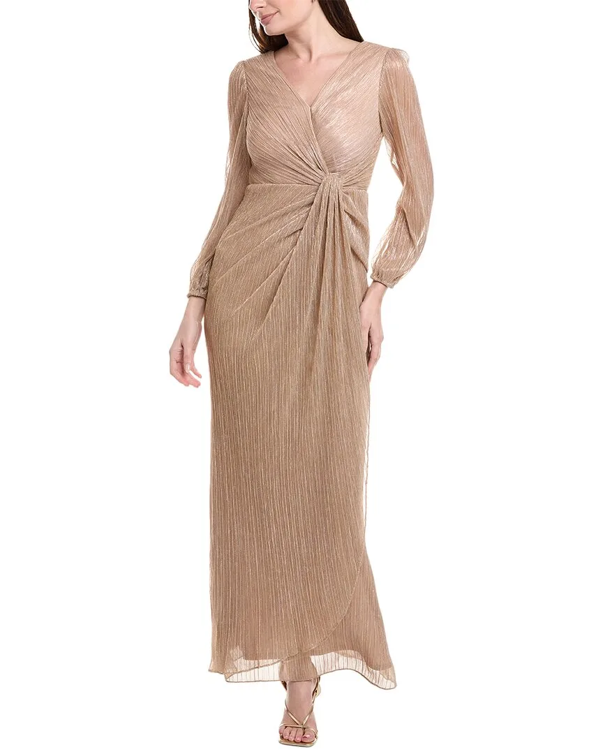 Metallic Mesh Draped Gown by Adrianna Papell