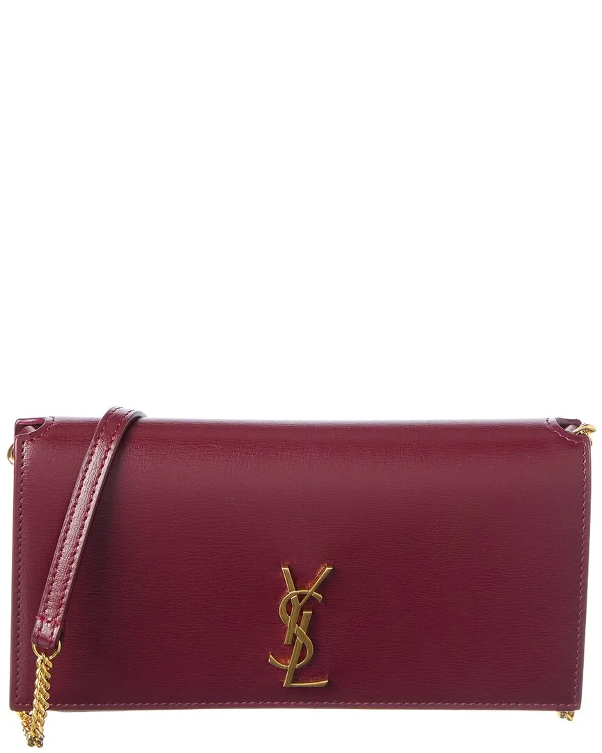 Monogram Leather Phone Holder with Chain by Saint Laurent
