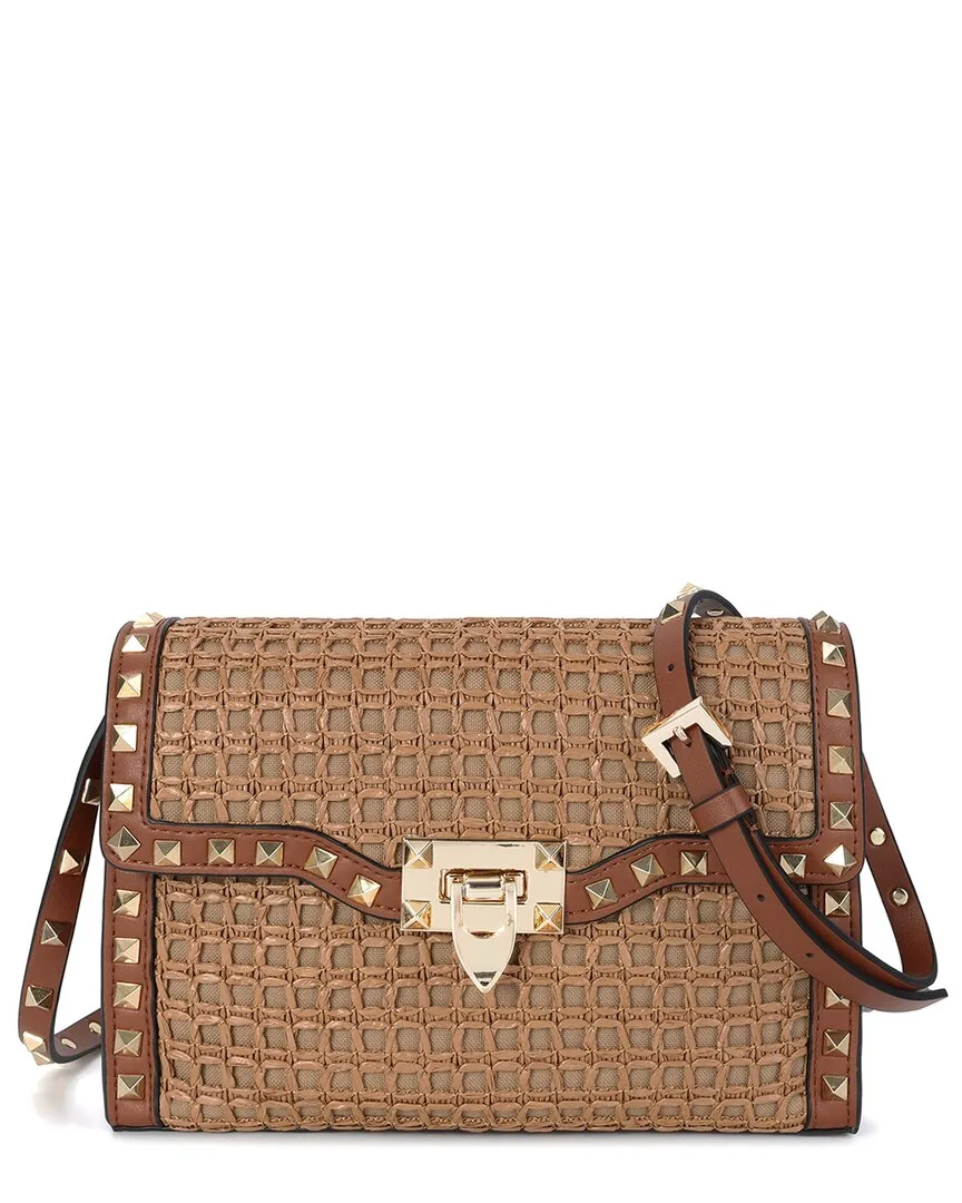 Studded Woven Leather Crossbody by Tiffany & Fred Paris