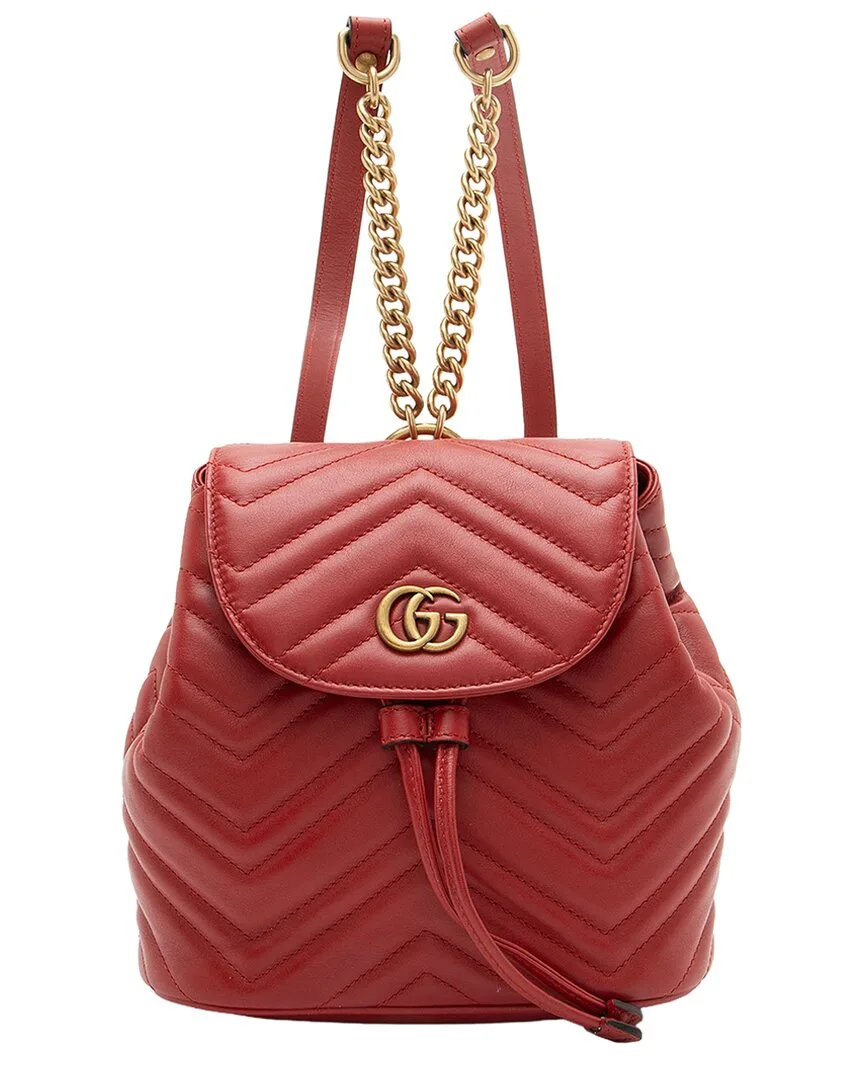 Red Matelass Leather Gg Marmont Mini Backpack (authentic Pre-Loved) by Gucci