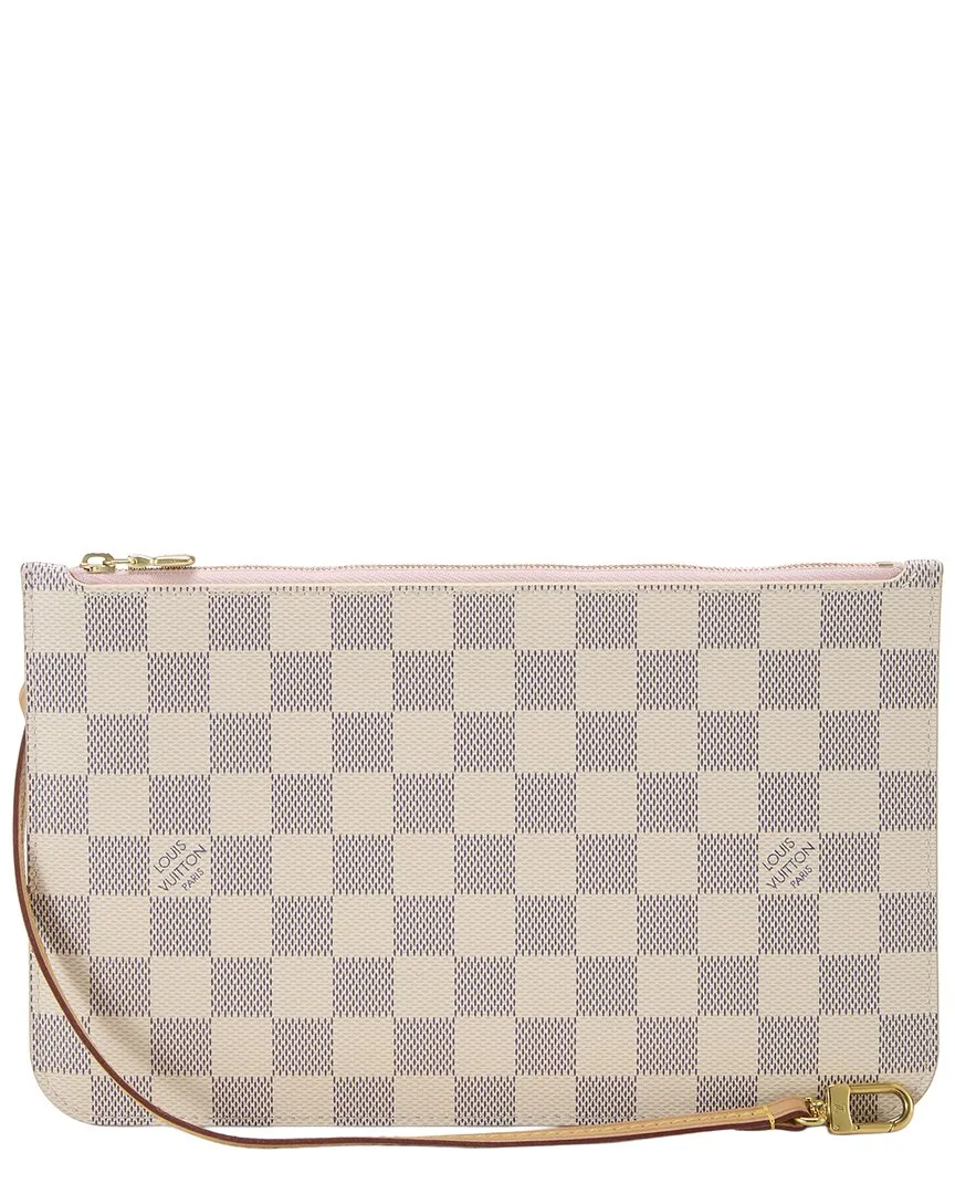 White Damier Azur Coated Canvas Neverfull Pouch mm (authentic Pre-Loved) by Louis Vuitton