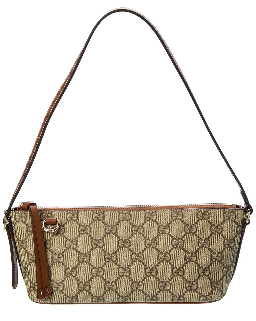 Gg Emblem Small Gg Supreme Canvas & Leather Shoulder Bag by Gucci