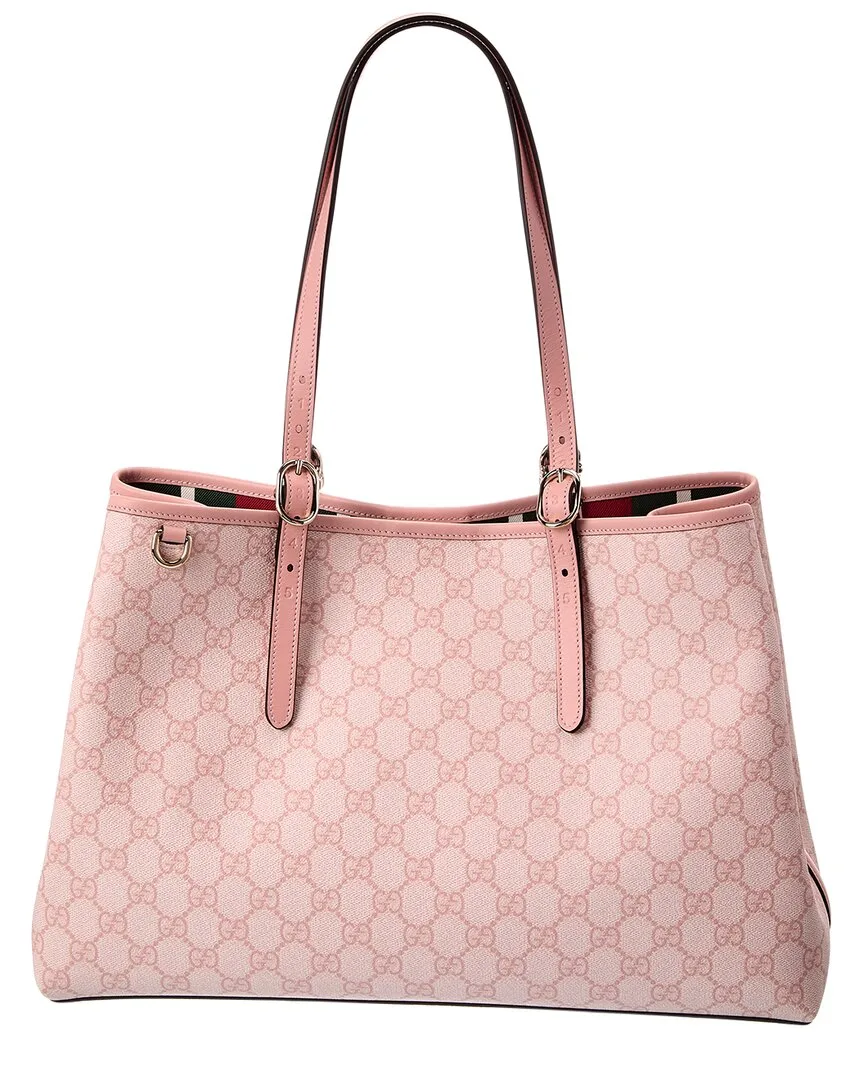 Gg Emblem Medium Gg Supreme Canvas & Leather Tote by Gucci