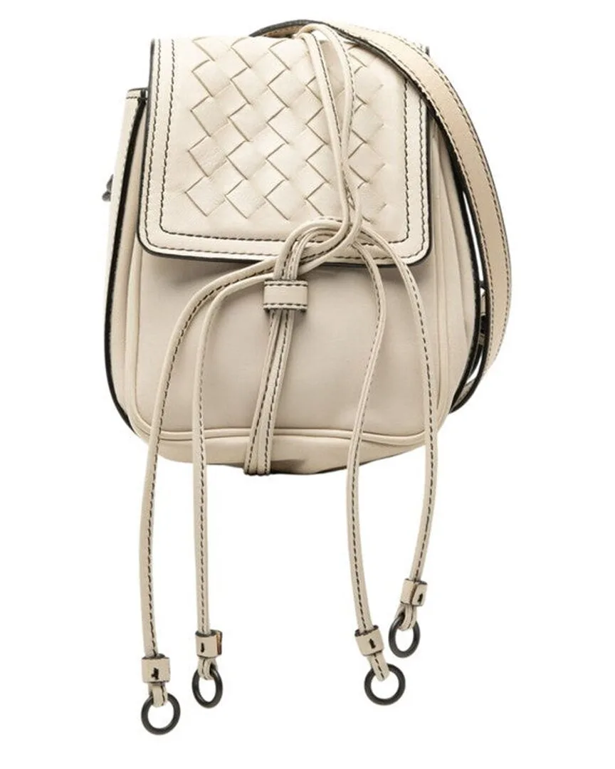White Intrecciato Leather Shoulder Bag (authentic Pre-Loved)