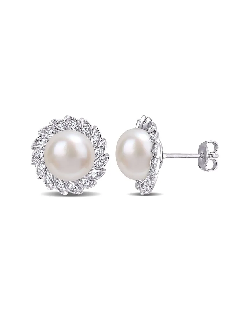 Silver 0.30 ct. tw. Pearl Earrings by Rina Limor