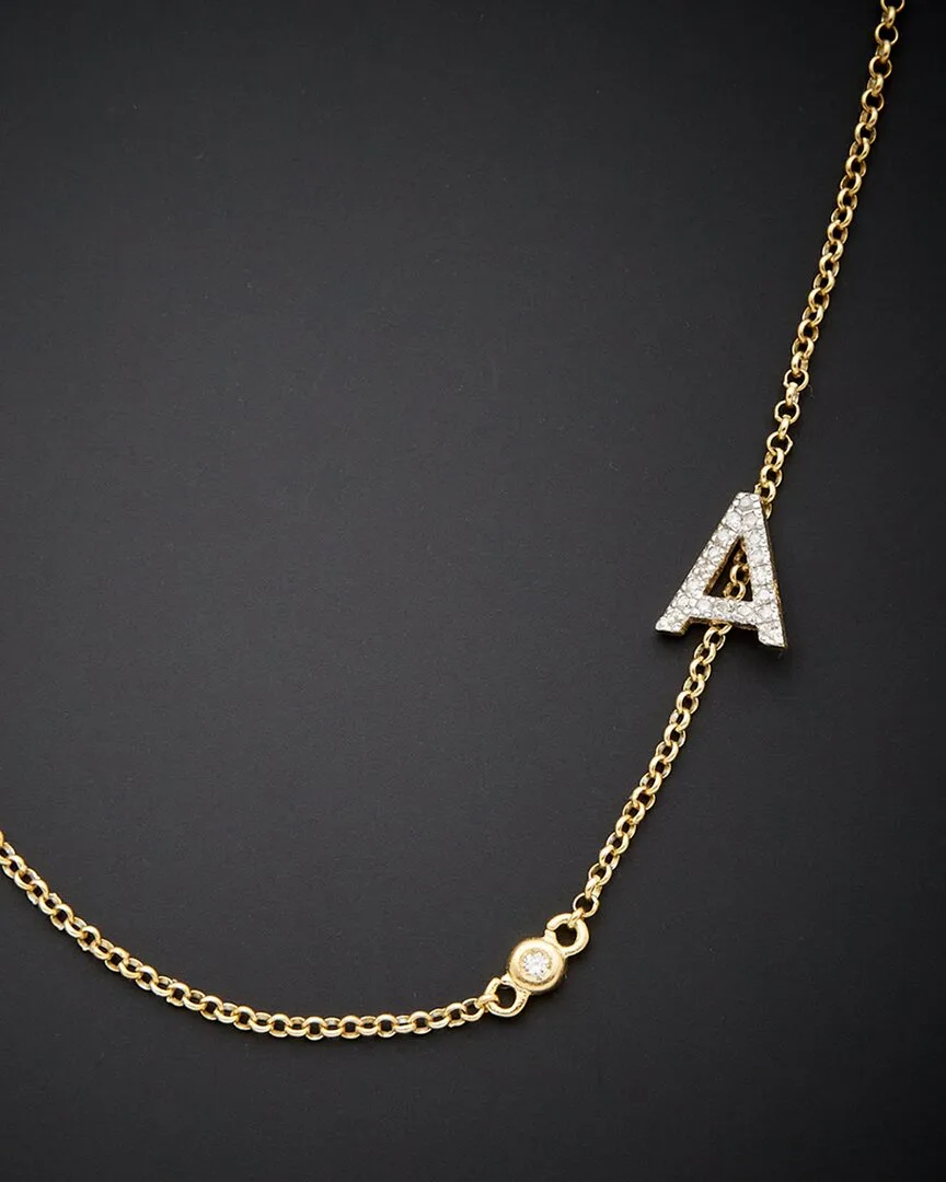 18K Italian Gold Over Silver 0.20 ct. tw. Diamond Initial Necklace (A-Z) by Italian Gold Over Silver