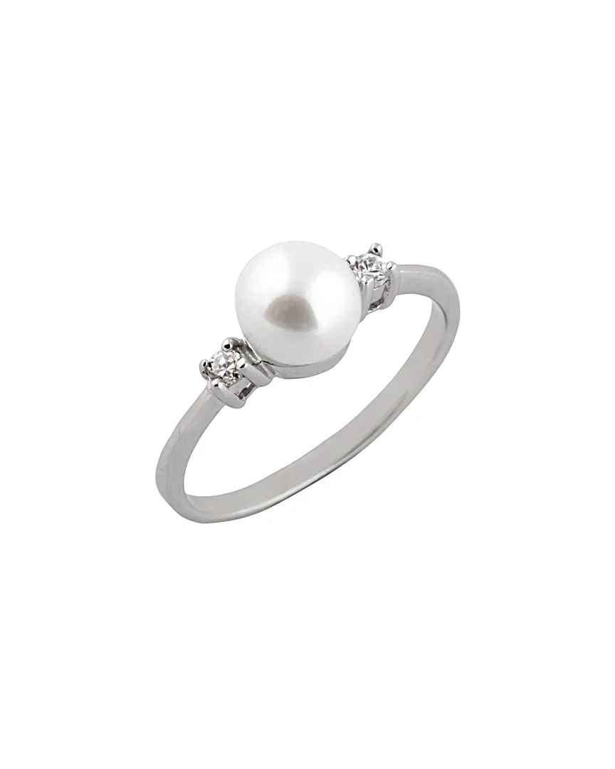 Rhodium Plated 7-7.5Mm Pearl Ring by Splendid