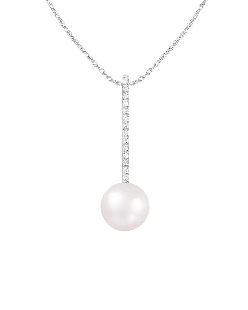 14K 0.05 ct. tw. Diamond 8-9Mm Pearl Pendant Necklace by Masako Pearls
