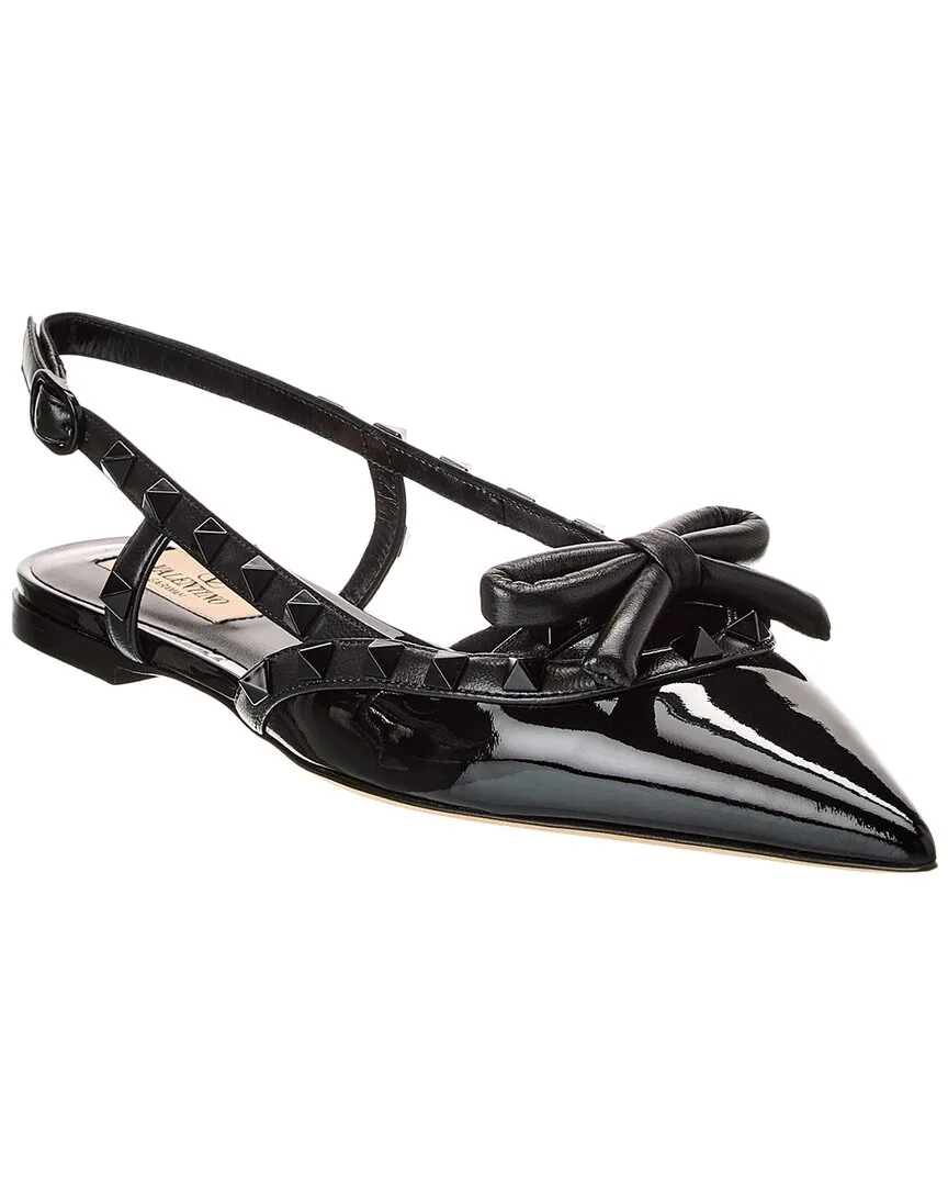Rockstud Patent Slingback Flat by Valentino