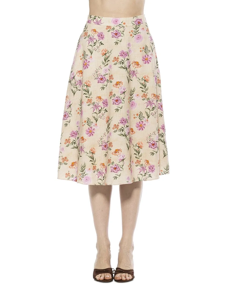 Mabel Flared Linen-Blend Skirt by Alexia Admor