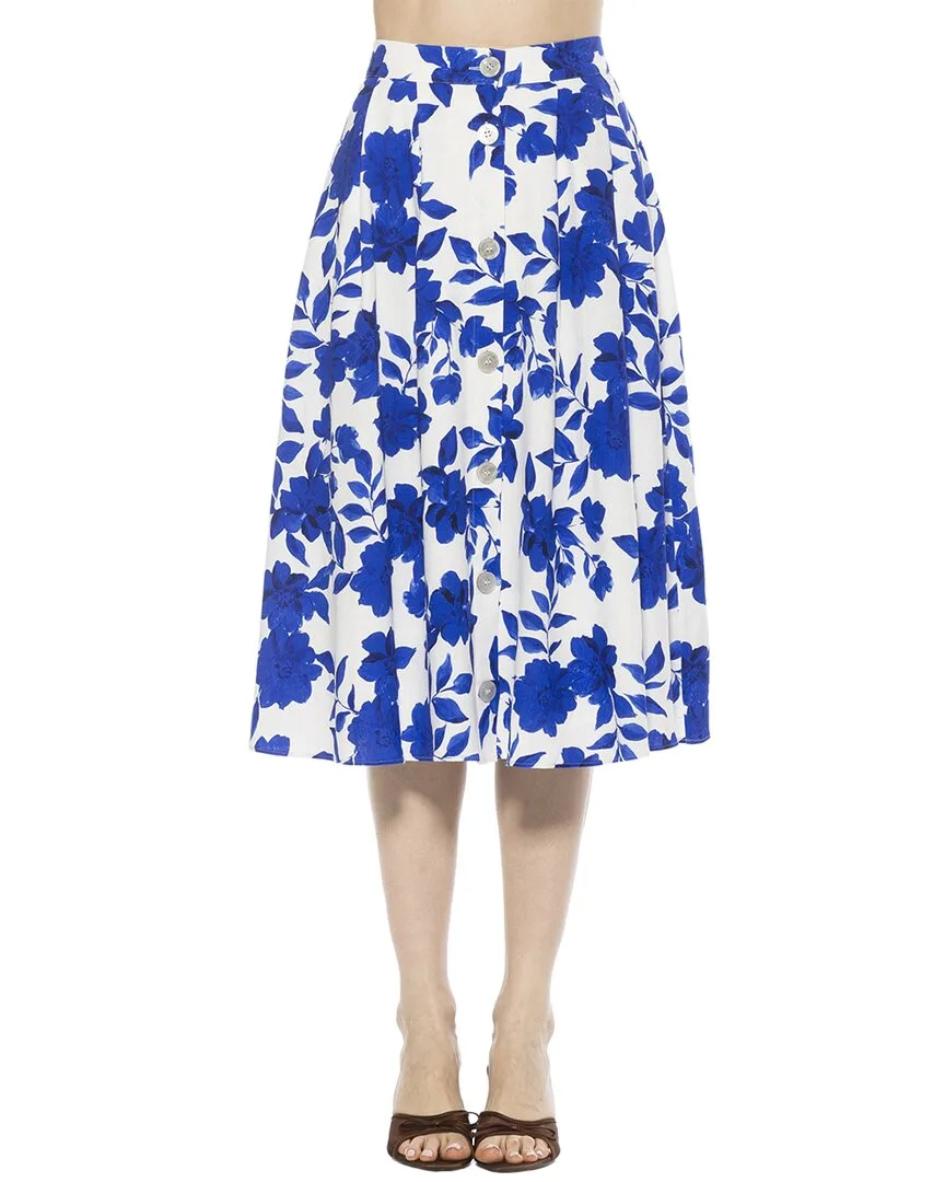 Maya Linen-Blend Midi Skirt by Alexia Admor