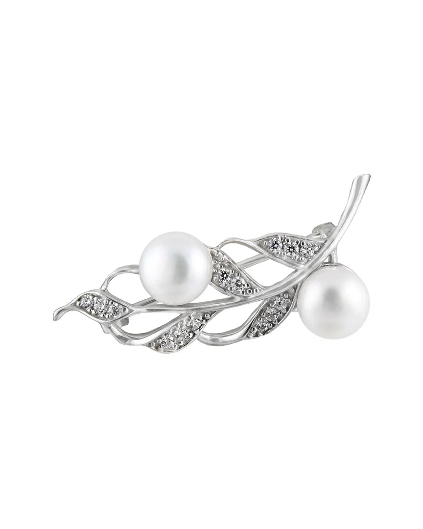 Rhodium Over Silver 8-9Mm Pearl Brooch