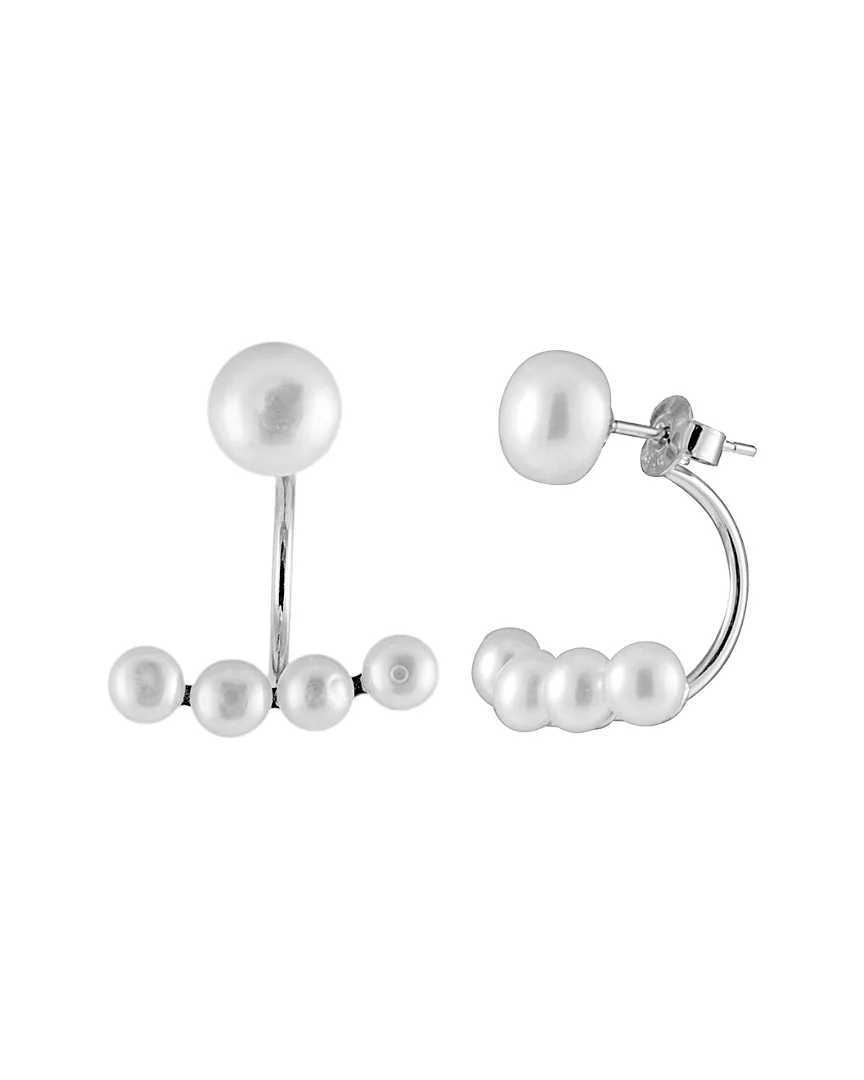 Rhodium Plated Silver 4-8Mm Freshwater Pearl Drop Earrings by Splendid