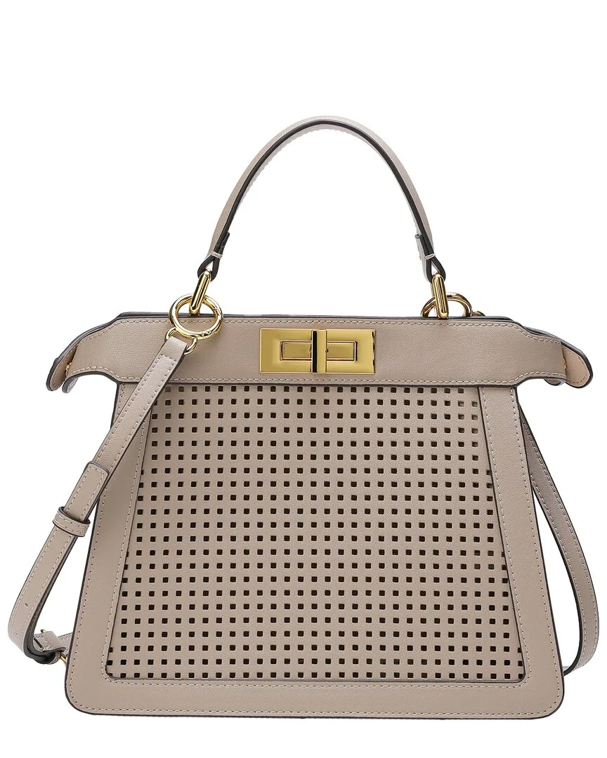 Perforated Leather Top Handle Satchel by Tiffany & Fred Paris