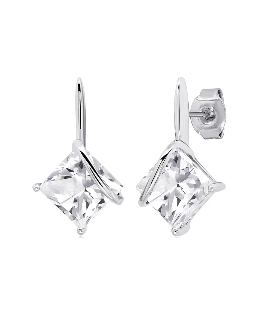 Silver 3.80 ct. tw. Lab-Grown White Sapphire Drop Earrings by Maxcolor