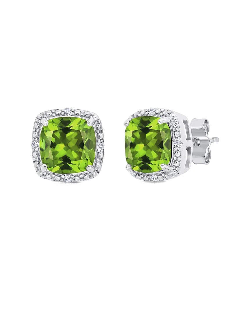 Silver 2.60 ct. tw. Peridot Stud Earrings by Maxcolor