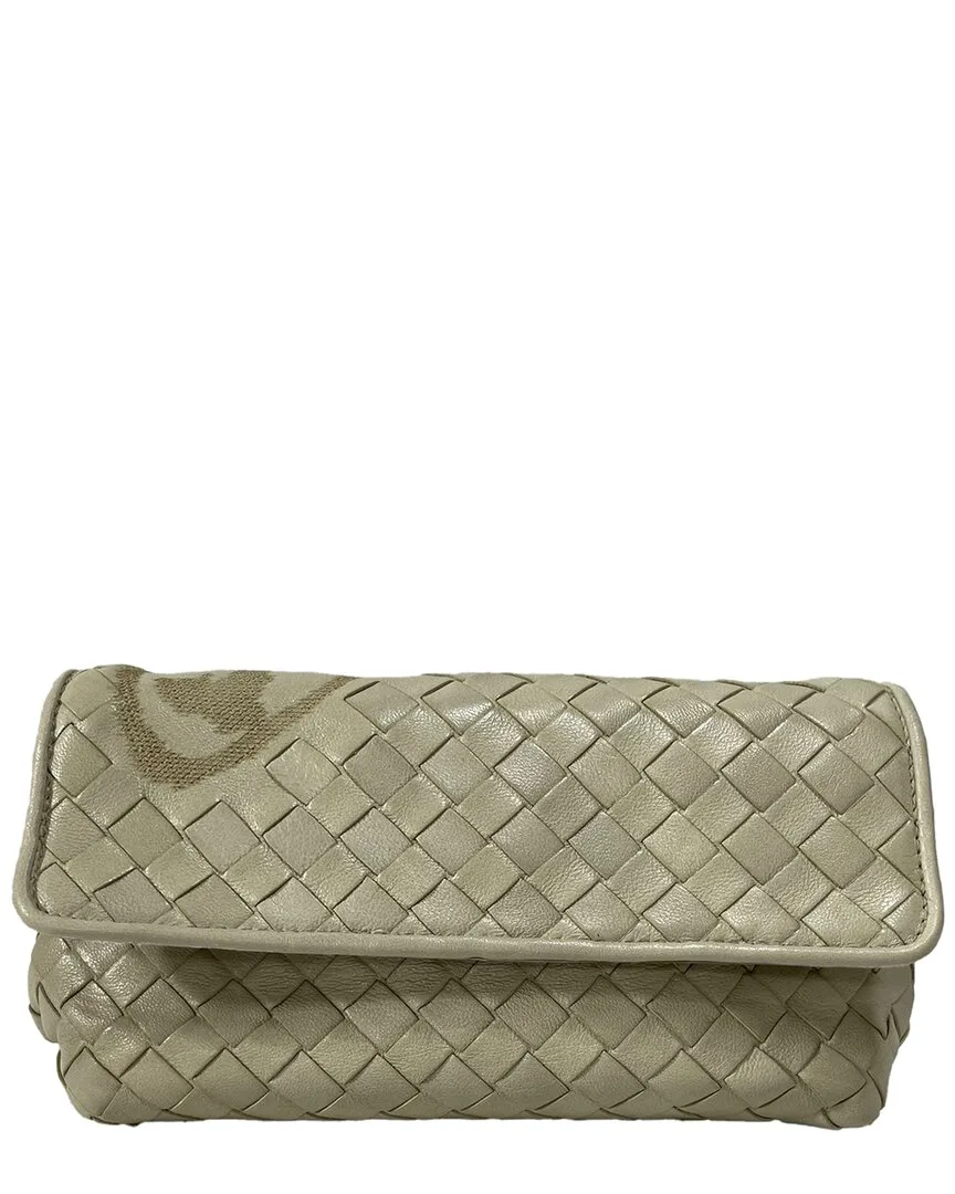 Beige Intrecciato Leather Butterfly Flap Clutch Bag (authentic Pre-Loved) by Bottega Veneta