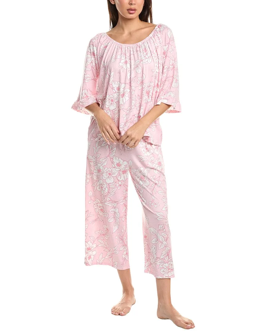 2Pc Off-The-Shoulder Top & Wide Leg Pajama Set