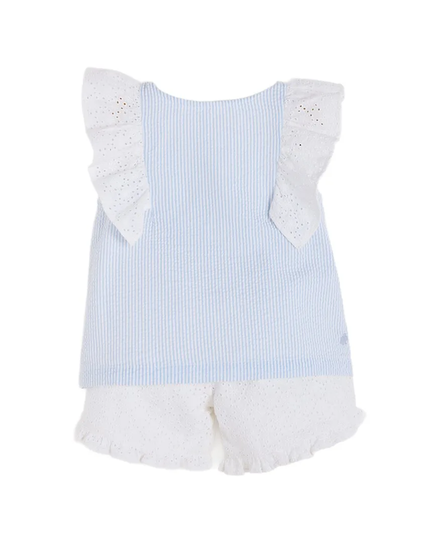 2Pc Striped Top & Broderie Pant by Babycottons