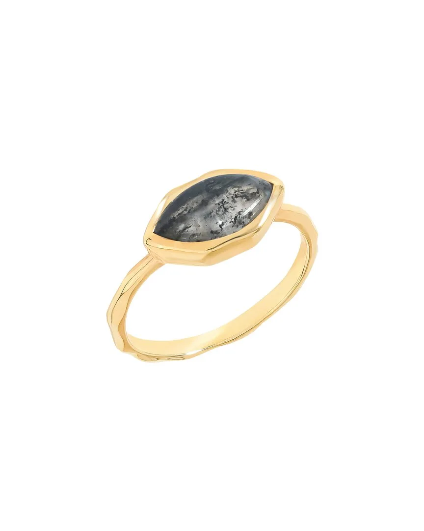 14K Over Silver 2.50 ct. tw. Black Rutilated Quartz Solitaire Ring