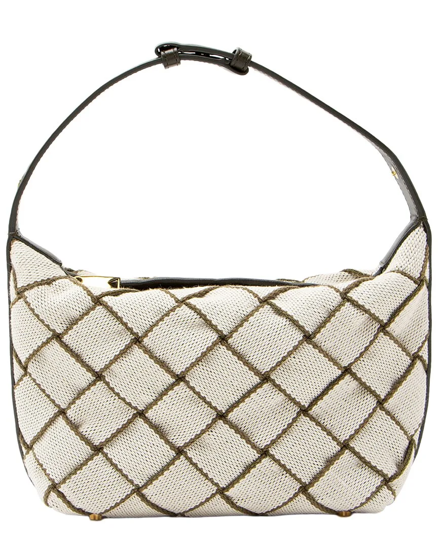 Beige & Brown Canvas, Leather & Woven Wallace Mini Shoulder Bag (authentic Pre-Loved) by Bottega Veneta