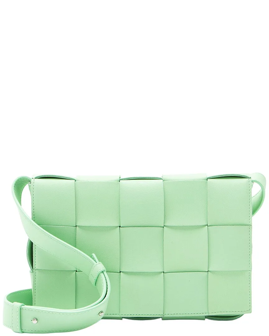 Green Lambskin Cassette Crossbody (authentic Pre-Loved) by Bottega Veneta