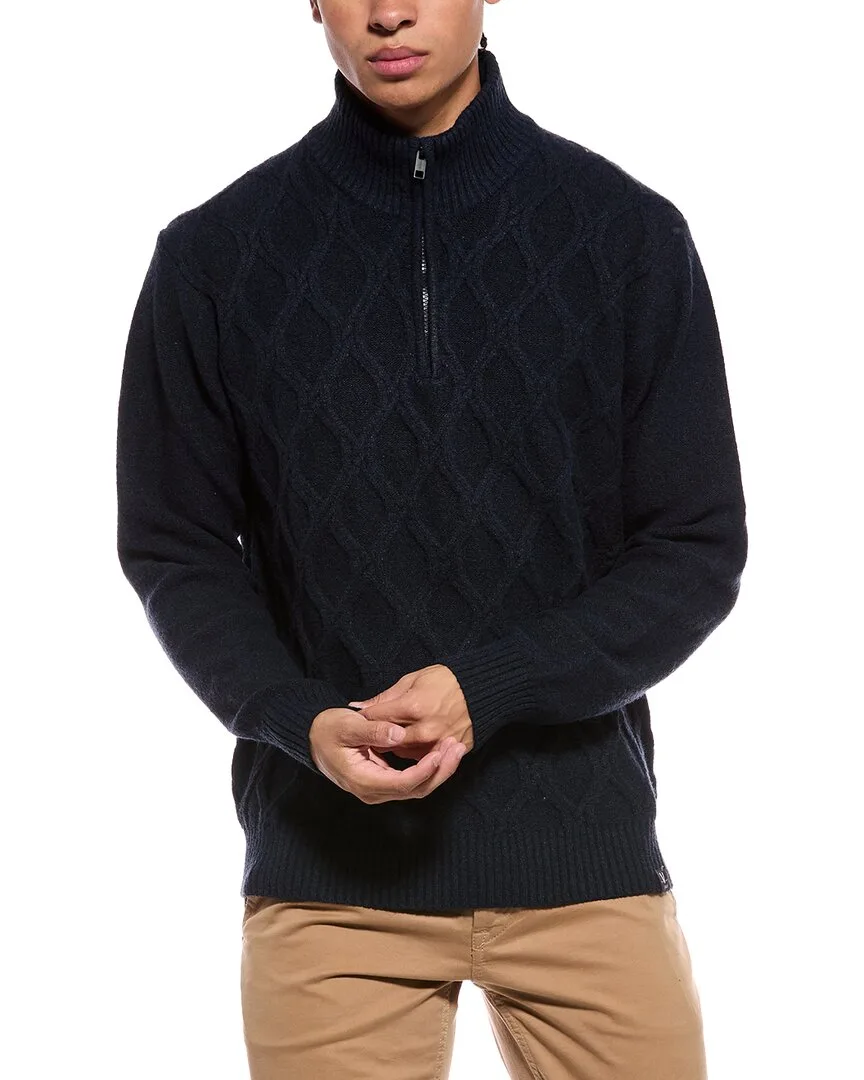 Trellis Textured Fuzzy 1/4-Zip Mock Neck Sweater by Weatherproof Vintage