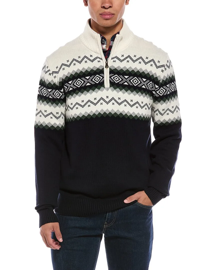 Two Tone Nordic Yoke 1/4-Zip Sweater by Weatherproof Vintage
