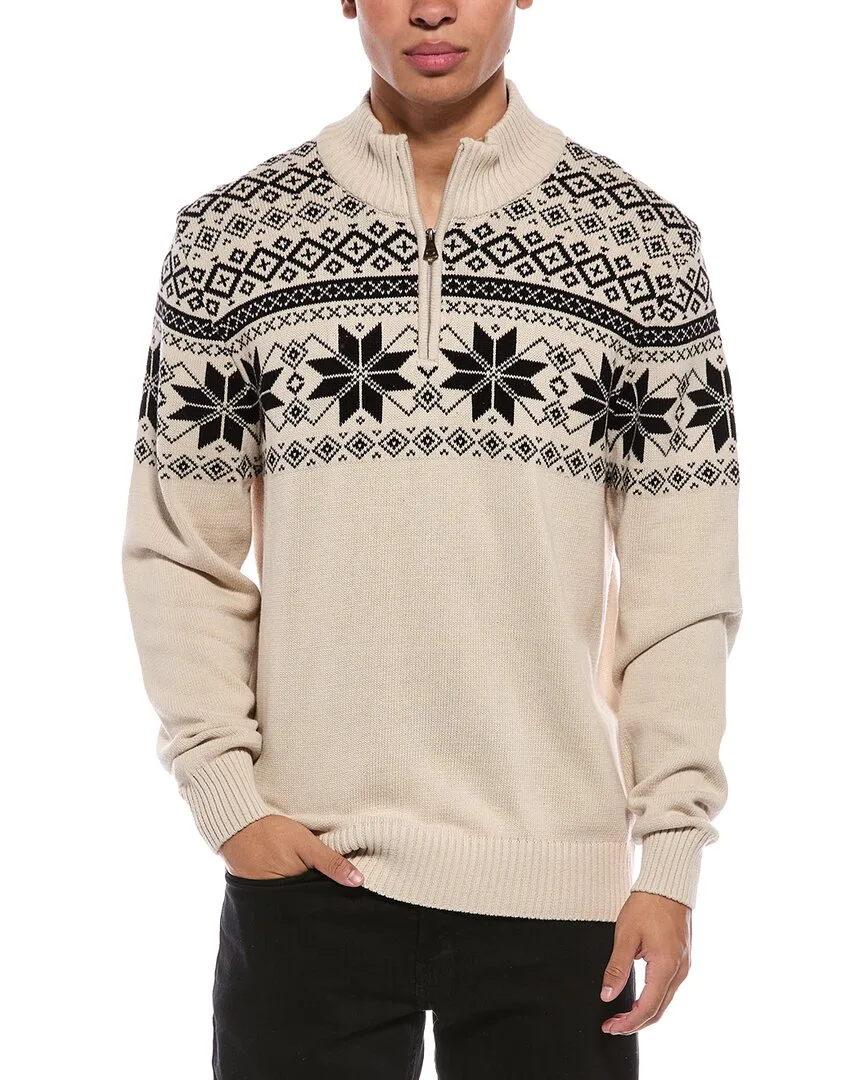 Snowflake Yoke Quarter Zip Mock Neck Sweater by Weatherproof Vintage