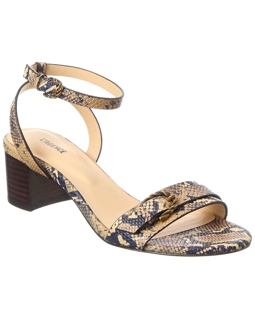 Hughette Snake-Embossed Leather Sandal by L'AGENCE