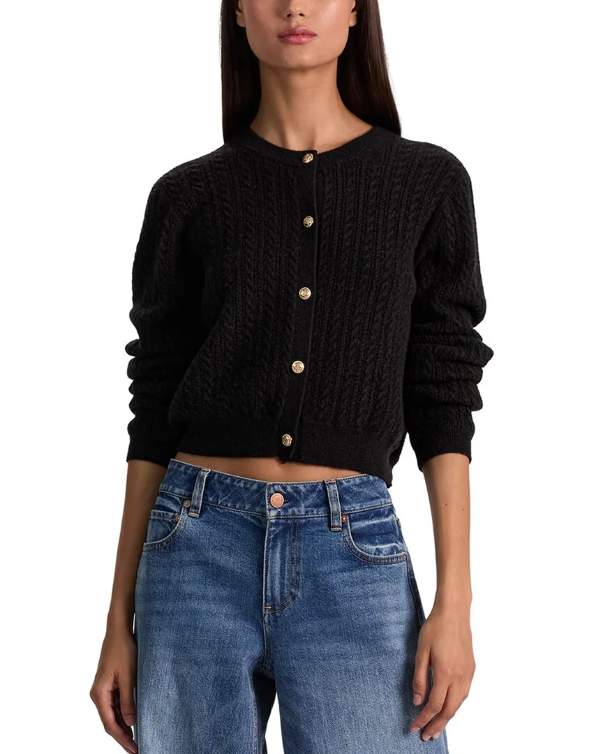 Dollie Cable Cashmere-Blend Cardigan by Alice + Olivia