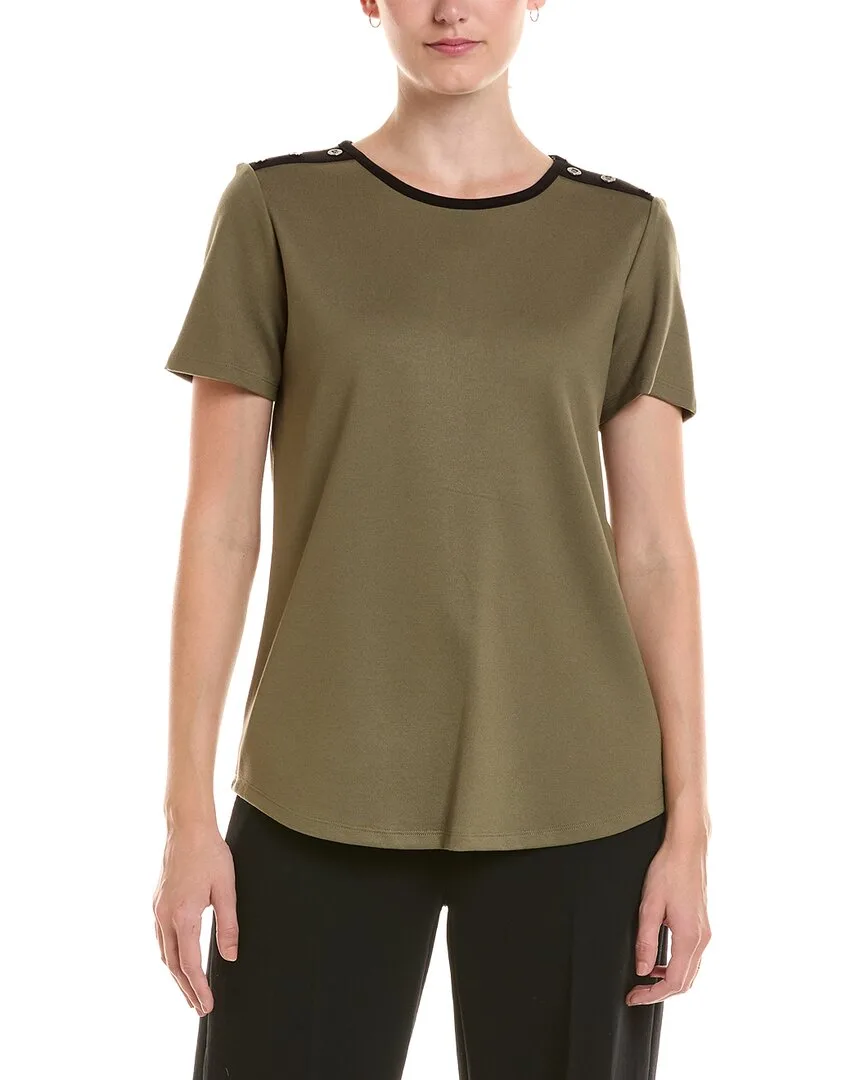 Colorblock Button Shoulder T-Shirt by Jones New York