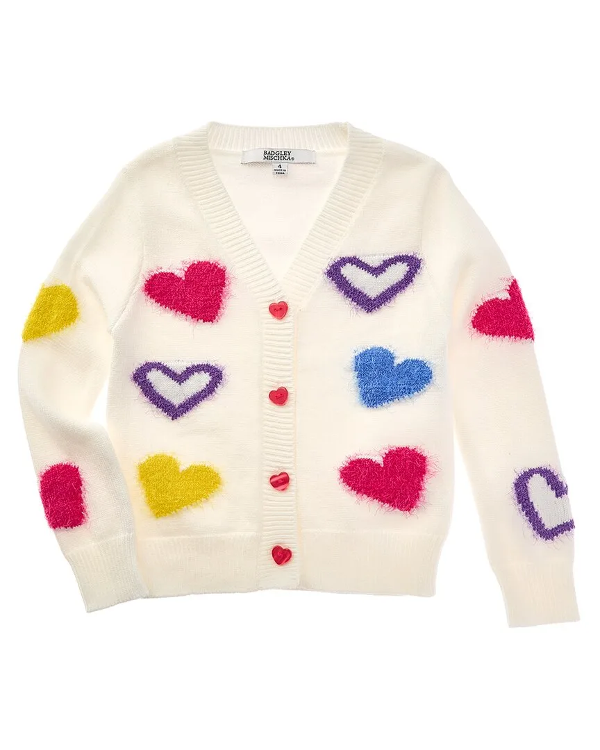3D Fuzzy Heart Cardigan by Badgley Mischka
