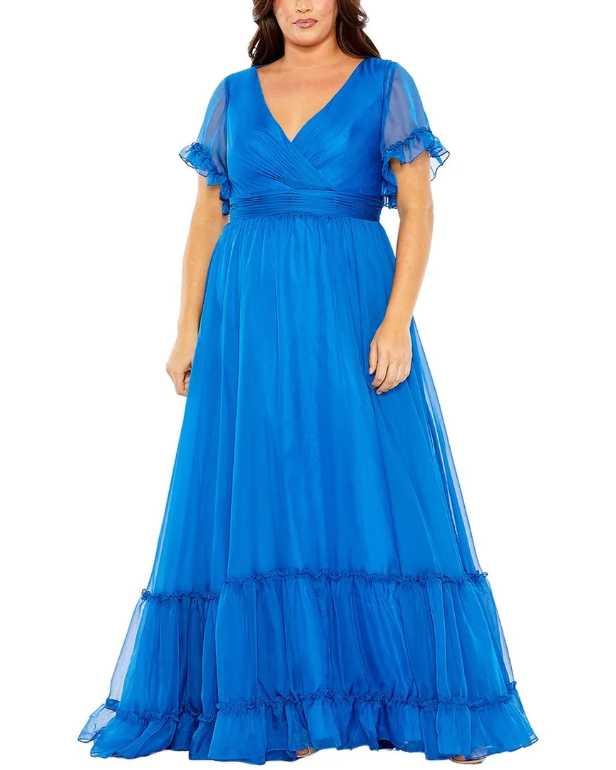 Mac Duggal Plus Chiffon Faux Wrap Gown by M.A.C.