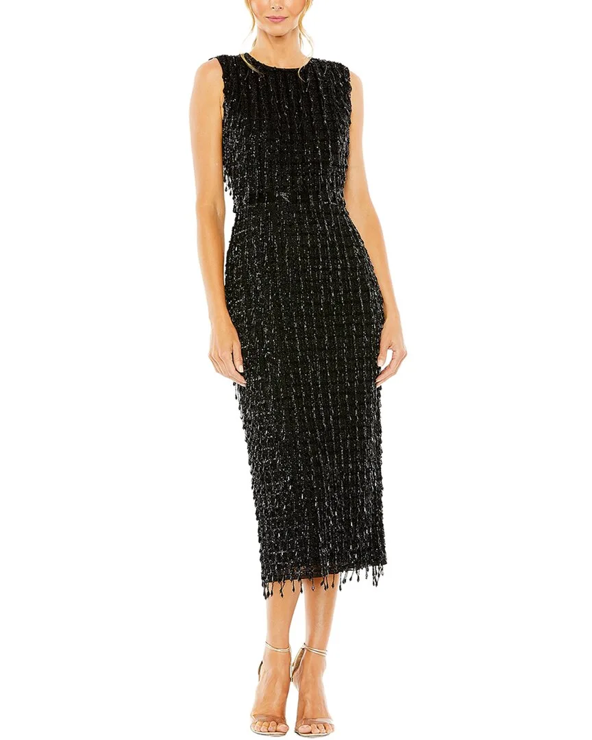 Mac Duggal High Neck Beaded Midi Dress by M.A.C.